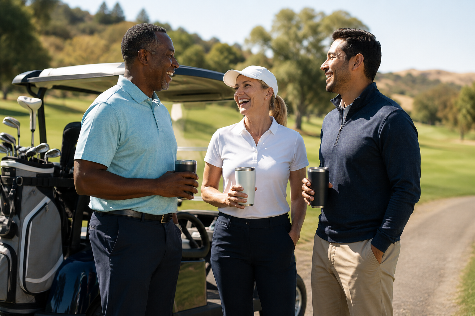 Business conversation on the golf course
