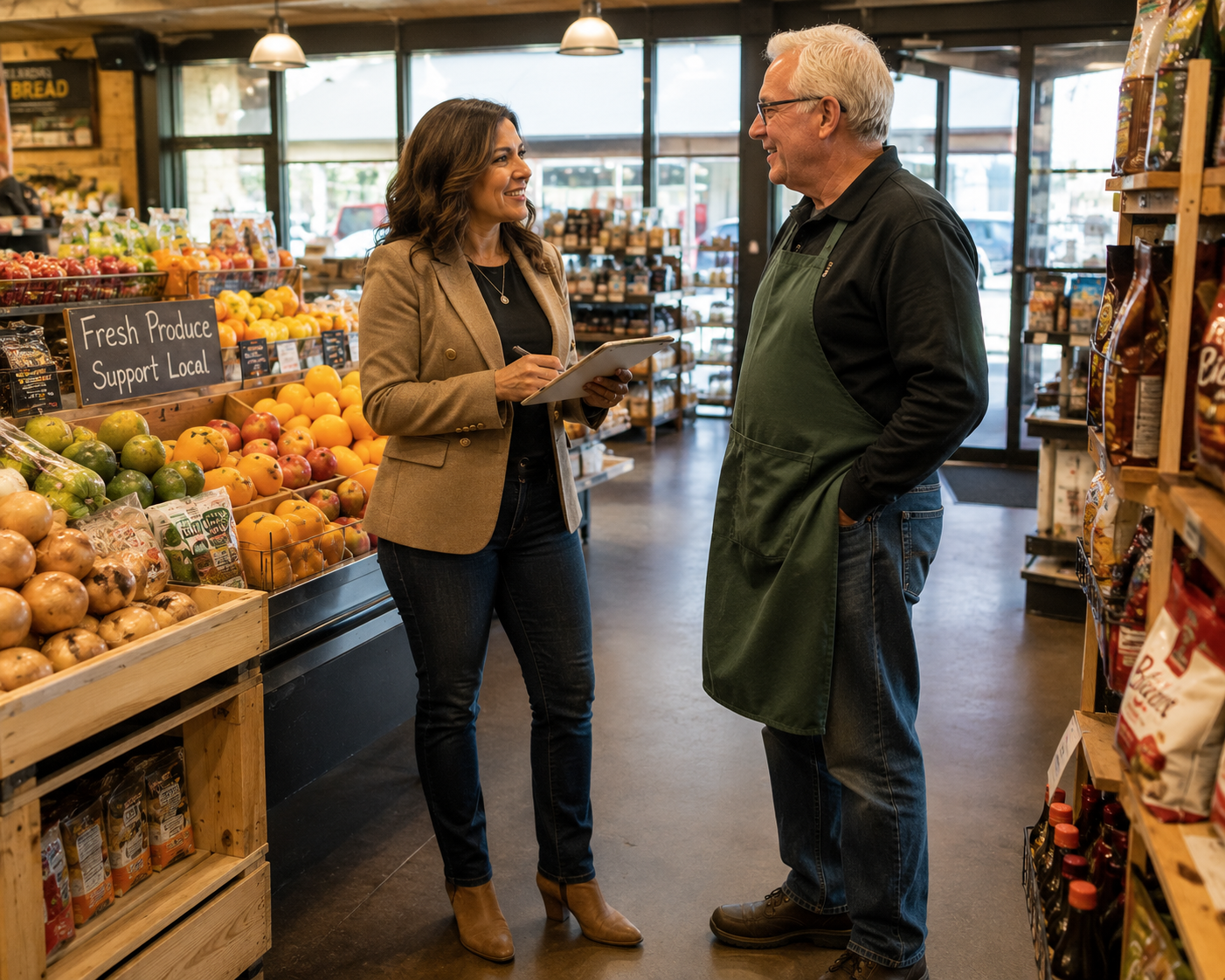 Professional visiting a small business